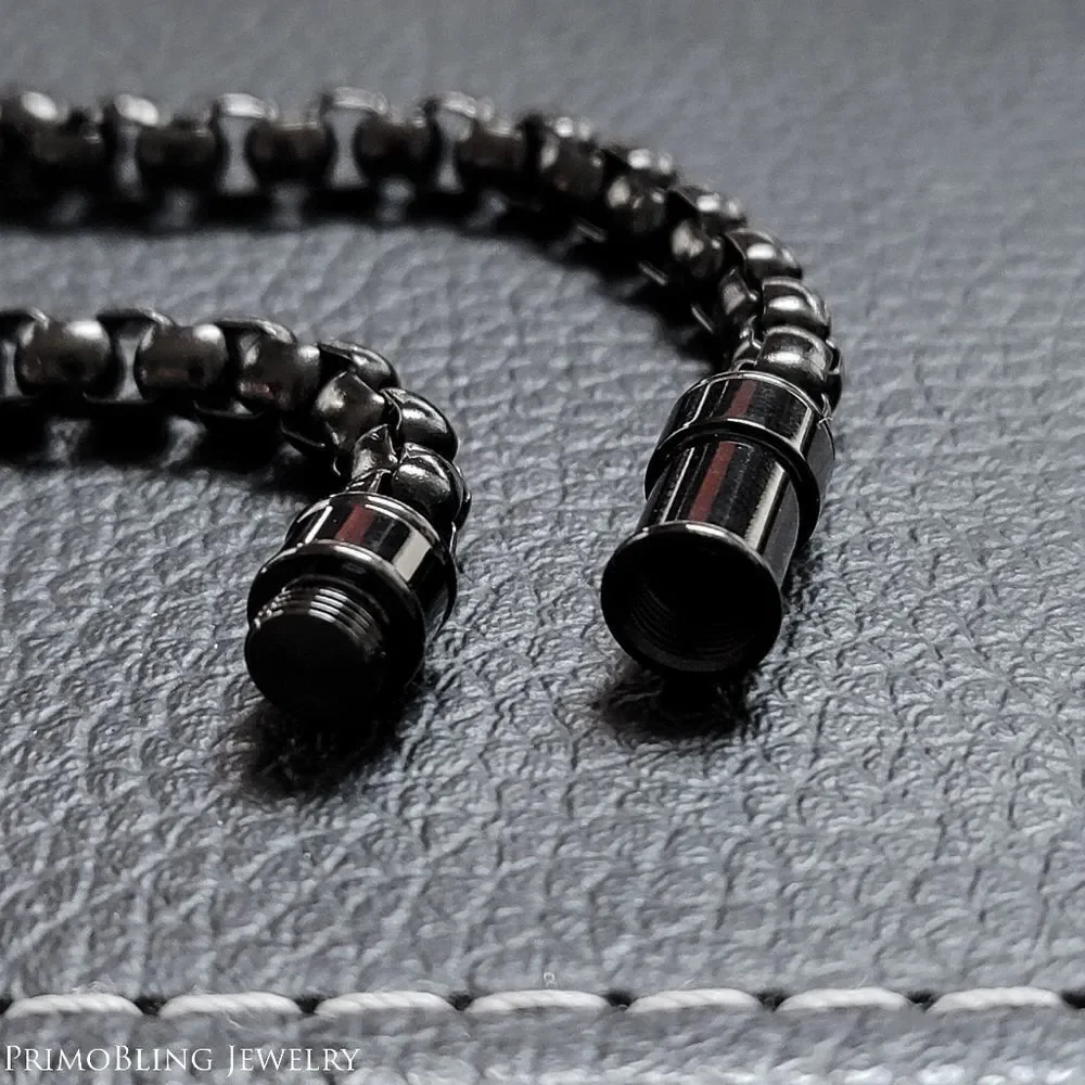 Black Stainless Steel Rolo Bracelet